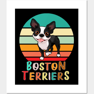 Vintage Retro Boston Terriers Posters and Art